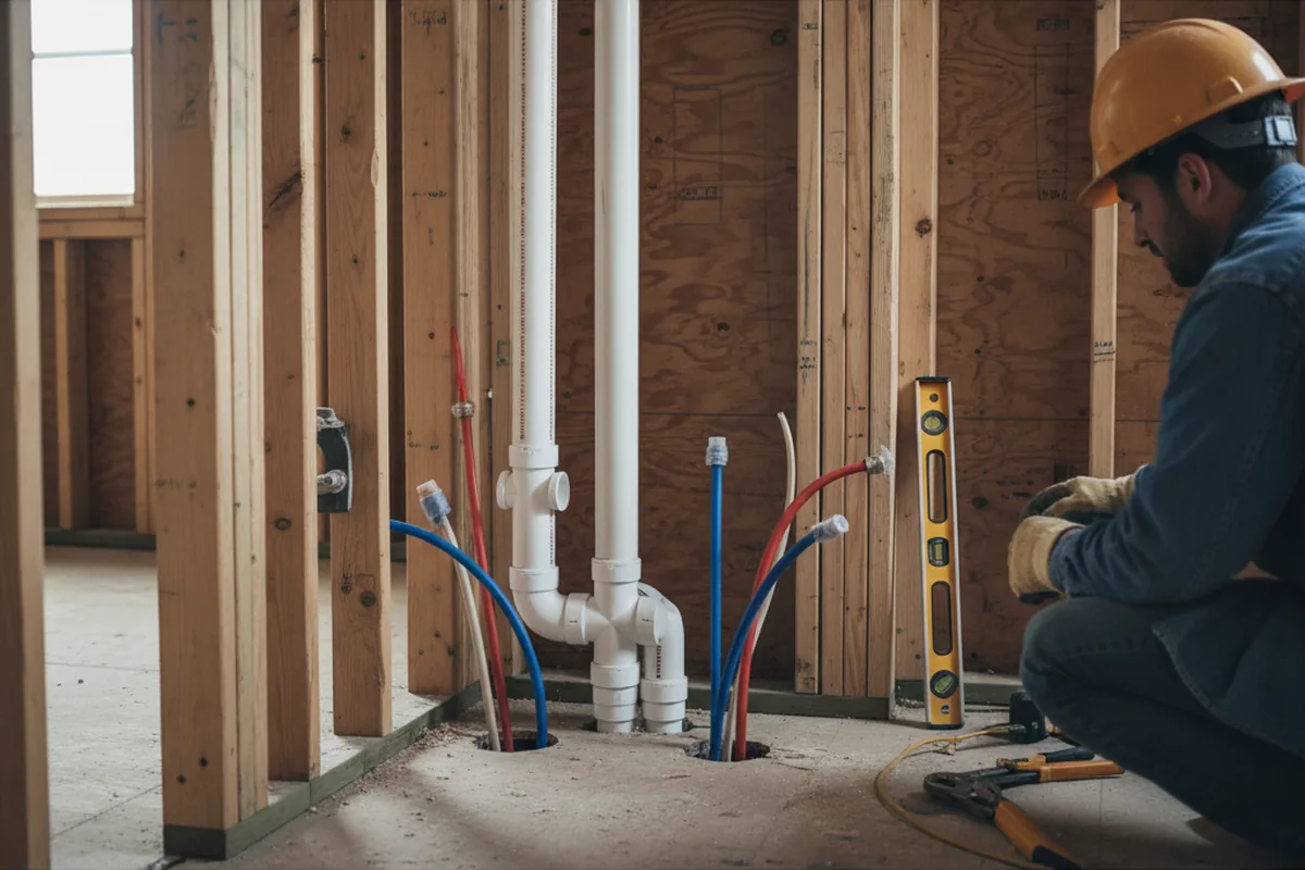 Drain and supply rough-in during Drain Cleaning in Fairport