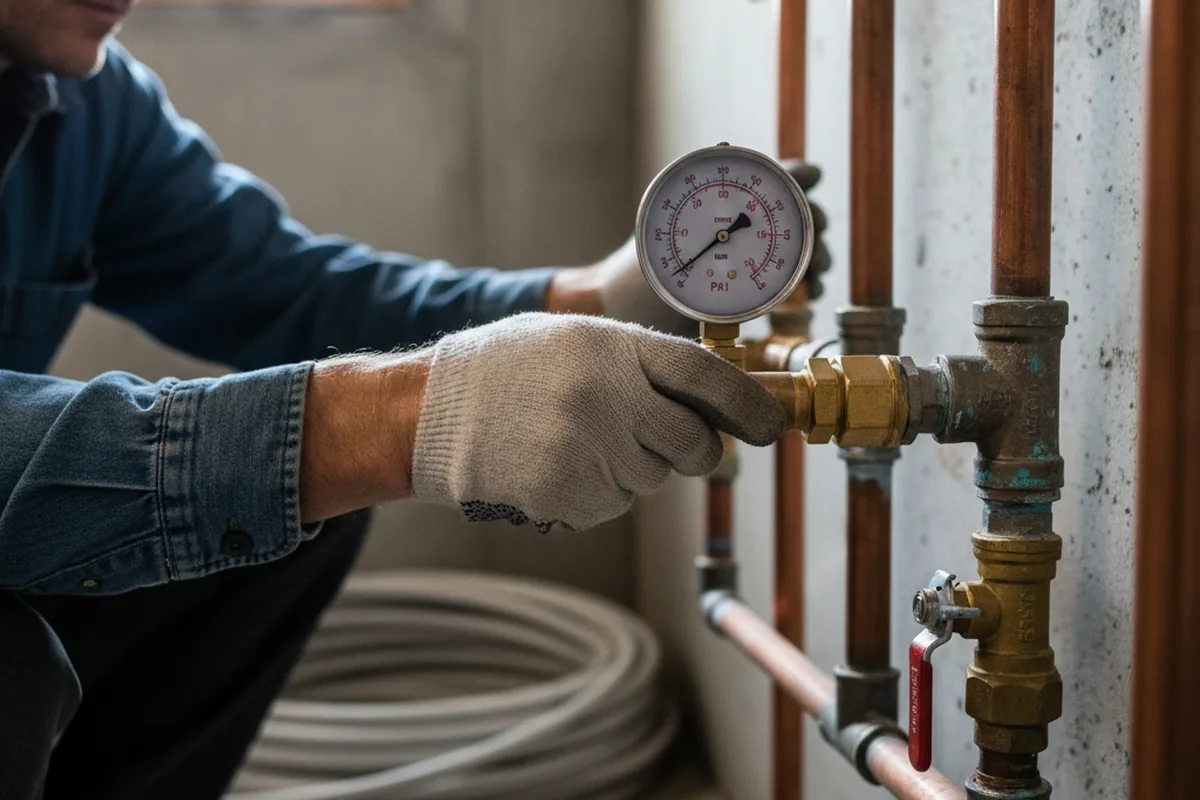 Pressure testing a repaired line during Water Line Repair in Fairport